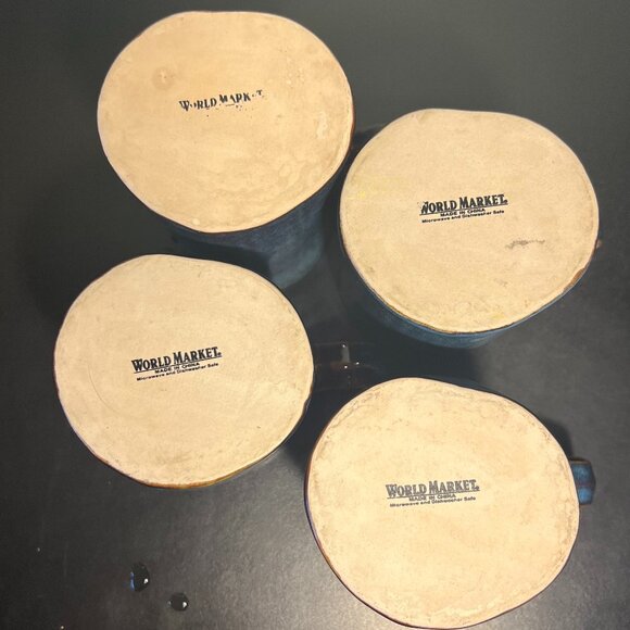 Set of 4 Cost Plus WORLD MARKET Artisan Stoneware Mugs in Blue, Brown & Purple - Picture 9 of 11